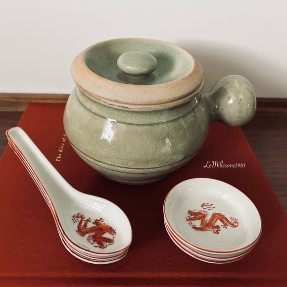 Other - Vintage Celadon Green Jade Glaze Pottery Soup Tureen Made in Thailand |